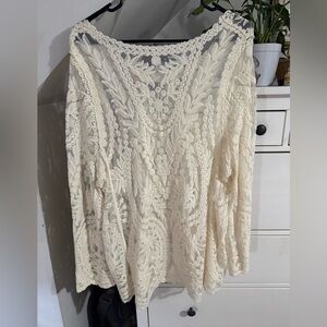 Ivory lace vintage style BOHO top New